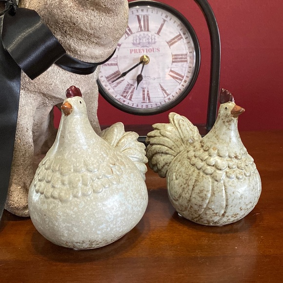 Pottery Chicken Figurines - Picture 1 of 7